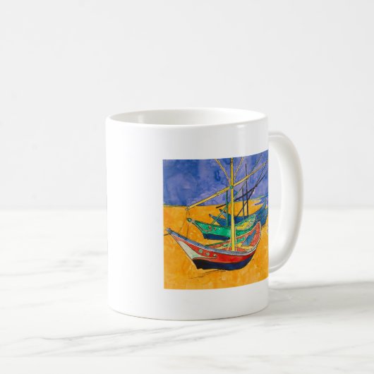 Van Gogh Boats Impressionismus Beach Kaffeetasse (VorderseiteRechts)