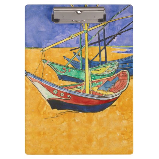 Van Gogh Boats Impressionismus Beach Klemmbrett (Vorderseite)