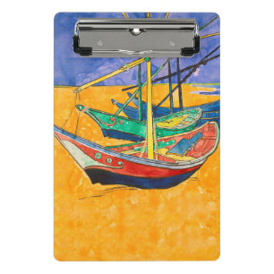 Van Gogh Boats Impressionismus Beach Mini Klemmbrett