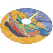Van Gogh Boats Impressionismus Beach Polyester Weihnachtsbaumdecke (Schrägansicht)