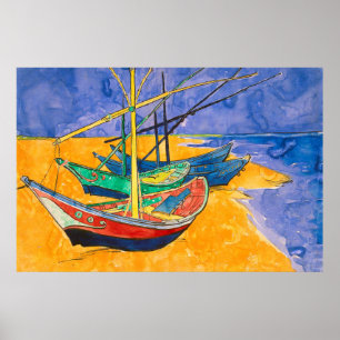 Van Gogh Boats Impressionismus Beach Poster
