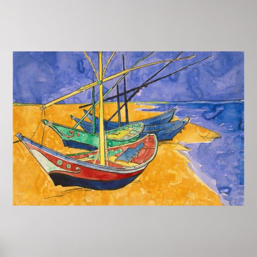 Van Gogh Boats Impressionismus Beach Poster (Vorne)