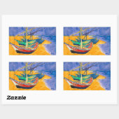 Van Gogh Boats Impressionismus Beach Rechteckiger Aufkleber (Blatt)