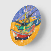 Van Gogh Boats Impressionismus Beach Runde Wanduhr (Winkel)