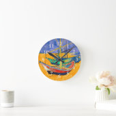 Van Gogh Boats Impressionismus Beach Runde Wanduhr (Zuhause)