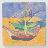 Van Gogh Boats Impressionismus Beach Steinuntersetzer (Vorderseite)