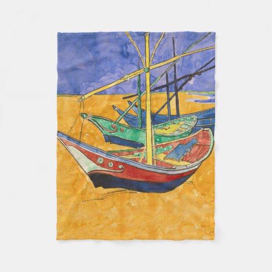 Van Gogh Boote Impressionismus Strand Fleecedecke (Vorderseite)