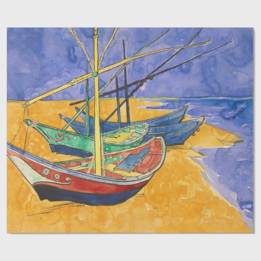 Van Gogh Boote Impressionismus Strand Geschenkpapier (Flach)