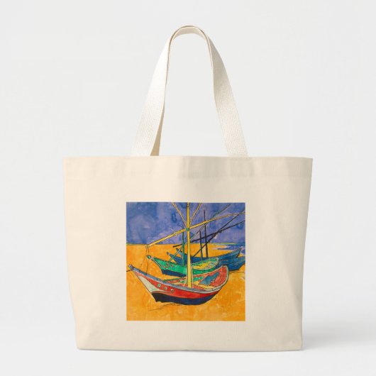 Van Gogh Boote Impressionismus Strand Jumbo Stoffbeutel (Vorne)