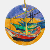 Van Gogh Boote Impressionismus Strand Keramik Ornament (Vorne)