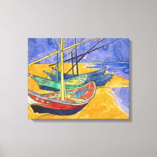 Van Gogh Boote Impressionismus Strand Leinwanddruck (Vorderseite)