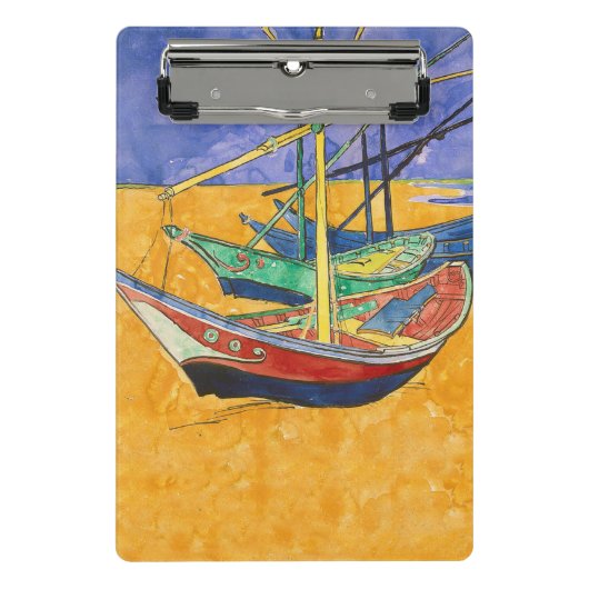 Van Gogh Boote Impressionismus Strand Mini Klemmbrett (Vorderseite)