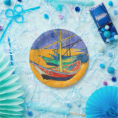 Van Gogh Boote Impressionismus Strand Pappteller (Party)