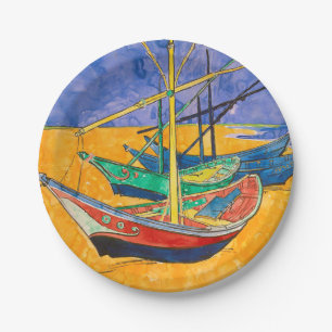 Van Gogh Boote Impressionismus Strand Pappteller