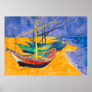 Van Gogh Boote Impressionismus Strand Poster