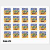 Van Gogh Boote Impressionismus Strand Quadratischer Aufkleber (Blatt)