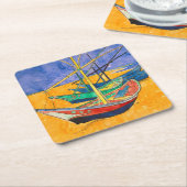 Van Gogh Boote Impressionismus Strand Rechteckiger Pappuntersetzer (angewinkelt)