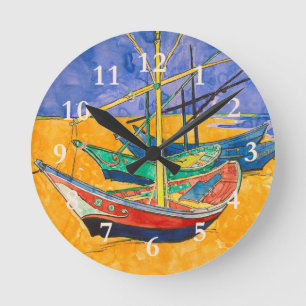 Van Gogh Boote Impressionismus Strand Runde Wanduhr