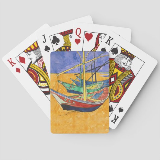 Van Gogh Boote Impressionismus Strand Spielkarten (Rückseite)