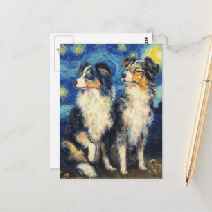 Van Gogh Border Collies Postkarte