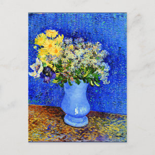 Van Gogh - Bouquet der Blume in einer blauen Vase Postkarte