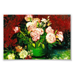 Van Gogh Bowl mit Peonies und Rose Fotodruck