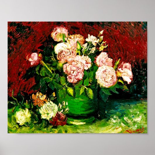 Van Gogh Bowl mit Peonies und Rose Poster (Vorne)