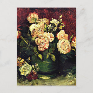 Van Gogh - Bowl mit Peonies und Rose Postkarte