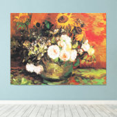 Van Gogh - Bowl mit Sonnenblumen, Rose... Leinwanddruck (Insitu (Holzboden))