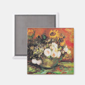 Van Gogh - Bowl mit Sonnenblumen, Rose... Magnet (Vorderseite/Rückseite)