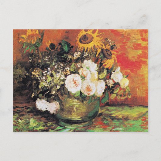 Van Gogh - Bowl mit Sonnenblumen, Rose... Postkarte (Vorderseite)
