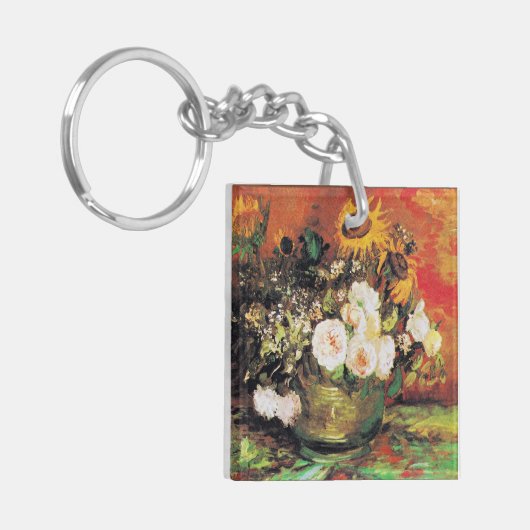 Van Gogh - Bowl mit Sonnenblumen, Rose und anderen Schlüsselanhänger (Vorderseite links)