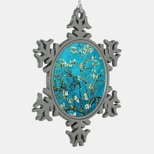 Van Gogh: Branches with Almond Blossoms Schneeflocken Zinn-Ornament (Links)