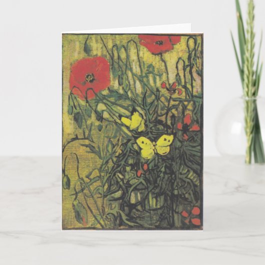 Van Gogh Butterfly Poppies Blume Frieden Schicksal Dankeskarte (Vorderseite)
