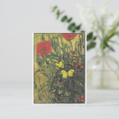 Van Gogh Butterfly Poppies Blume Frieden Schicksal Postkarte (Stehend Vorderseite)