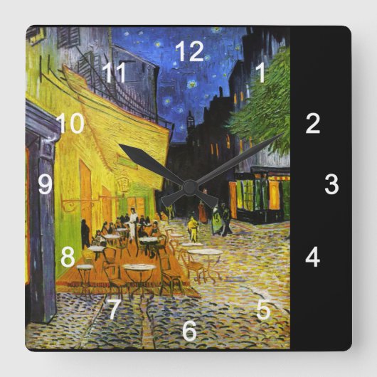 van Gogh , "Cafe Terrace at Night" Quadratische Wanduhr (Vorderseite)
