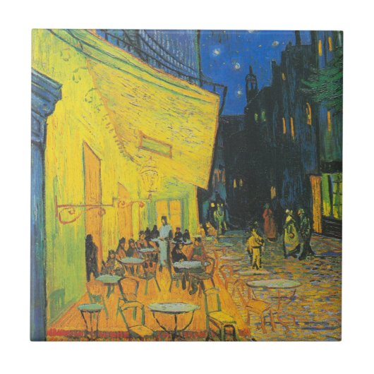 Van Gogh Cafe Terrace French Street Scene Fliese (Vorderseite)