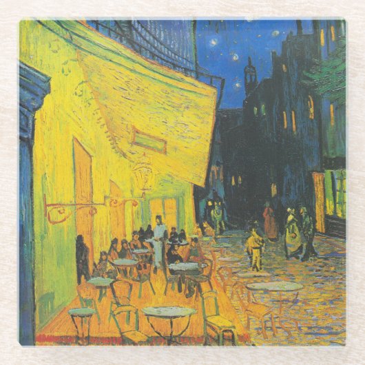 Van Gogh Cafe Terrace French Street Scene Glasuntersetzer (Vorderseite)