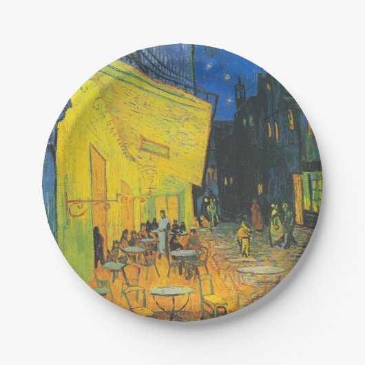 Van Gogh Cafe Terrace French Street Scene Pappteller (Vorderseite)