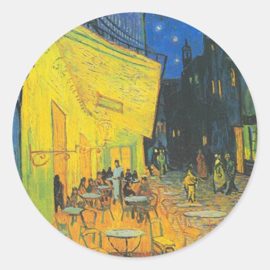 Van Gogh Cafe Terrace French Street Scene Runder Aufkleber (Vorderseite)