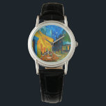 Van Gogh Café Terrasse am Abend Armbanduhr<br><div class="desc">Besuchen Sie das Ölabyrinth Café Terrace von Vincent van Gogh (1888). Gelbe Sterne malen den blauen Nachthimmel über einem Café im Freien in Frankreich. Ein wunderbares Geschenk für die Fans von Post-Impressionismus und niederländischer Kunst.</div>