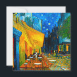 Van Gogh Café Terrasse am Abend Einladung<br><div class="desc">Karte mit Vincent van Gogh's Ölgemälde Café Terrasse am Abend (1888). Gelbe Sterne malen den blauen Nachthimmel über einem Café im Freien in Frankreich. Ein wunderbares Geschenk für die Fans von Post-Impressionismus und niederländischer Kunst.</div>