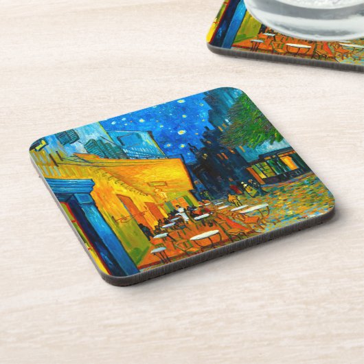 Van Gogh Café Terrasse am Abend Getränkeuntersetzer (Linke Seite)