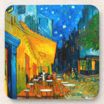 Van Gogh Café Terrasse am Abend Getränkeuntersetzer<br><div class="desc">Untersetzer mit Vincent van Gogh's Ölgemälde Café Terrasse am Abend (1888). Gelbe Sterne malen den blauen Nachthimmel über einem Café im Freien in Frankreich. Ein wunderbares Geschenk für die Fans von Post-Impressionismus und niederländischer Kunst.</div>