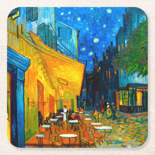 Van Gogh Café Terrasse am Abend Rechteckiger Pappuntersetzer (Vorderseite)