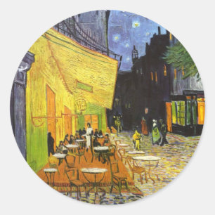 Van Gogh Café-Terrasse bei Nacht Runder Aufkleber
