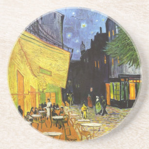 Van Gogh Café-Terrasse bei Nacht Sandstein Untersetzer