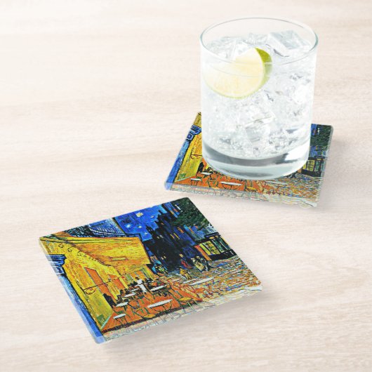Van Gogh - Café-Terrasse Glasuntersetzer (Schrägansicht)