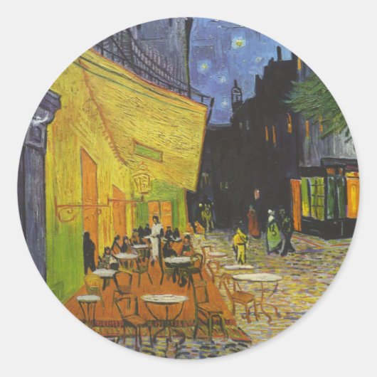 Van Gogh Cafe Terrasse Post-Impressionist Runder Aufkleber (Vorderseite)