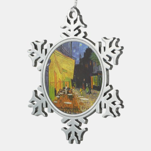 Van Gogh Cafe Terrasse Post-Impressionist Schneeflocken Zinn-Ornament (Rechts)